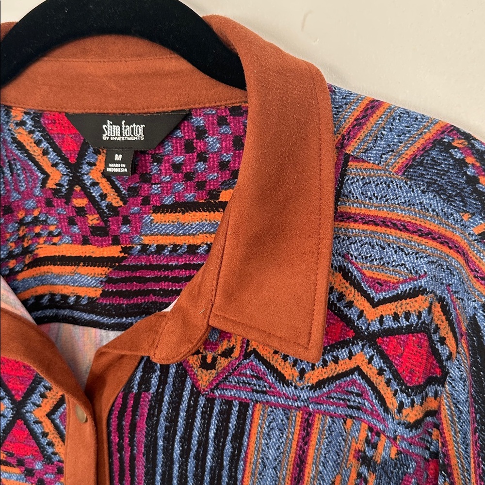 Slim Factor Aztec Button-Down Top - image 5